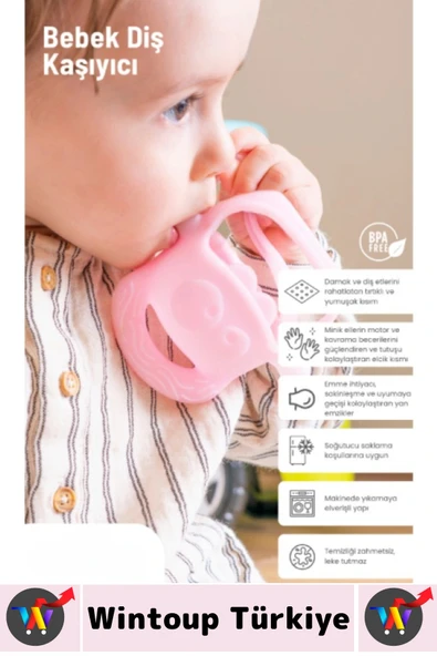 Gıda Sınıfı BPA Free Bebek Parmak Emme Alışkanlığı Azaltan Masaj Etkili Yumuşak Silikon Diş Kaşıyıcı - 3