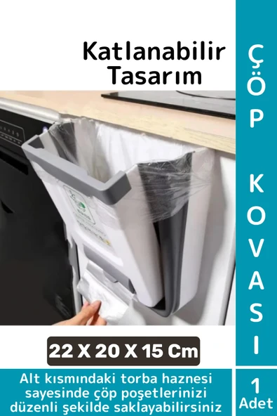 Kompakt Montaj Gerektirmez Mutfak Banyo Ofis Kamp Karavan Torba Hazneli Katlanabilir Çöp Kovası