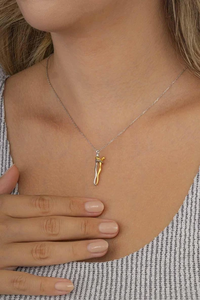 Gümüş Pazarım Sarılan Aşıklar Kadın Erkek Gümüş Kolye - Resim 2