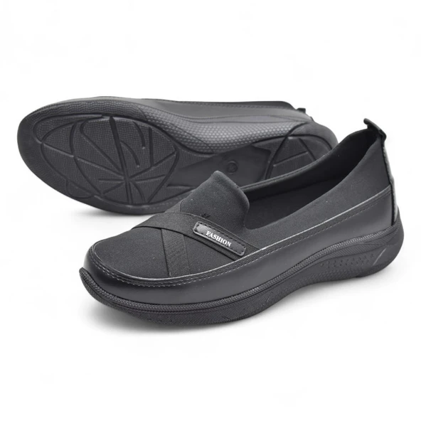 106 Streçli Taşlı Ortopedik Taban Günlük Kadın Ayakkabı Babet Casual Günlük Ayakkabı - Resim 4