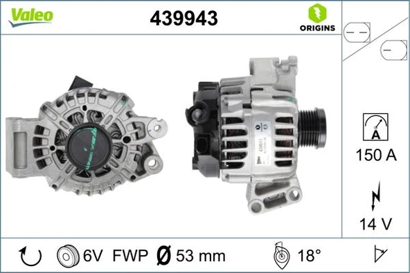 Ford Alternator Ford C-Max II (dxa/cb7, Dxa/ceu) 1.5 Ecoboost 15>19 Focus III 1.5 Ecoboost 14>17 Kuga II - Valeo 439943 - Resim 1