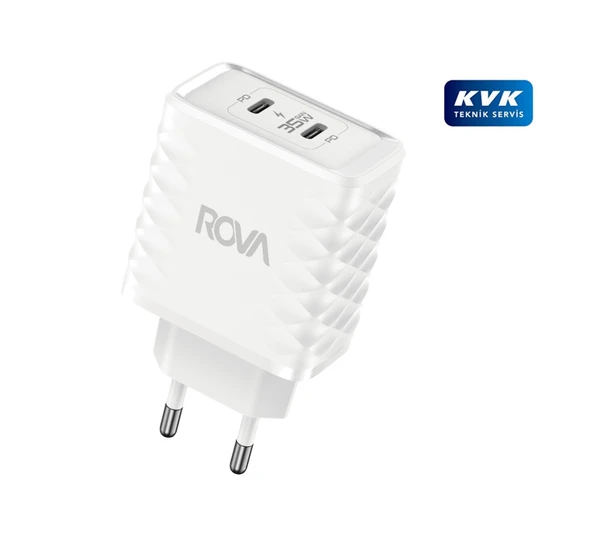 Rova Rv-Sb115 Pd + Pd Çift Giriş 35W Gan Süper Hızlı Şarj Başlığı 35w ürün görseli
