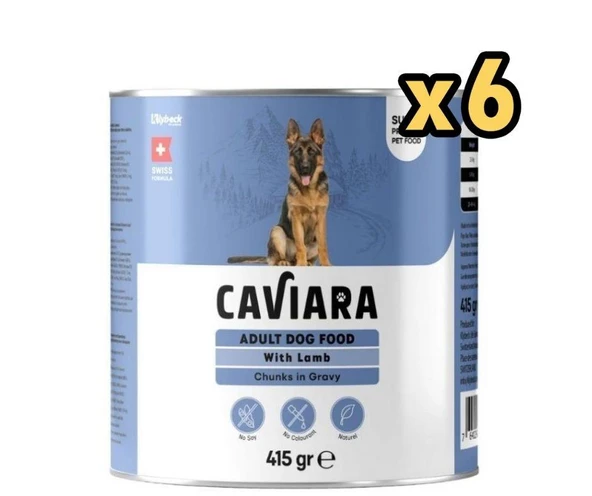Caviara Sos İçinde Et Parçacıklı Kuzu Etli Yeişkin Köpek Konservesi 415 Gr x 6 Adet ürün görseli 1