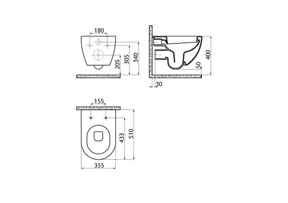 Creavit Free Asma Klozet (FE320.BM) + Duck Yavaş Kapanan Kapak Mat Basalt 2'li Set - 3