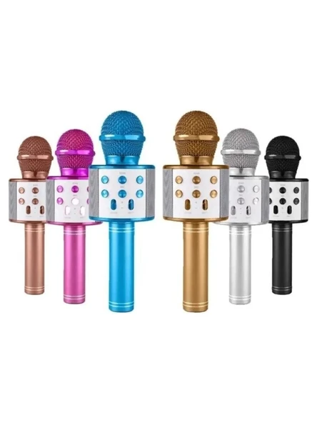WİRELESS MİKROFON KARAOKE - HOPARLÖR USB ŞARJLI USB - TF - AUX RENKLİ KROM KAPLAMA PİL:800mAh - DC 5V BLS-25 (5250) - 2