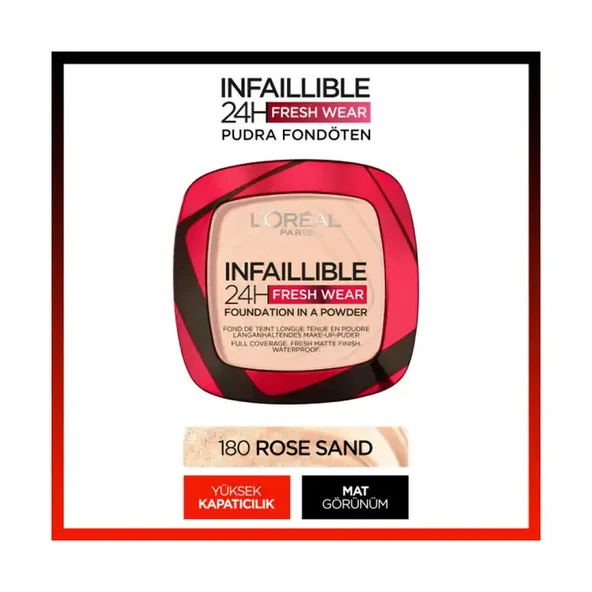 Loreal Paris Infaillible 24H Fresh Wear Pudra Fondöten 180 Rose Sand - 2