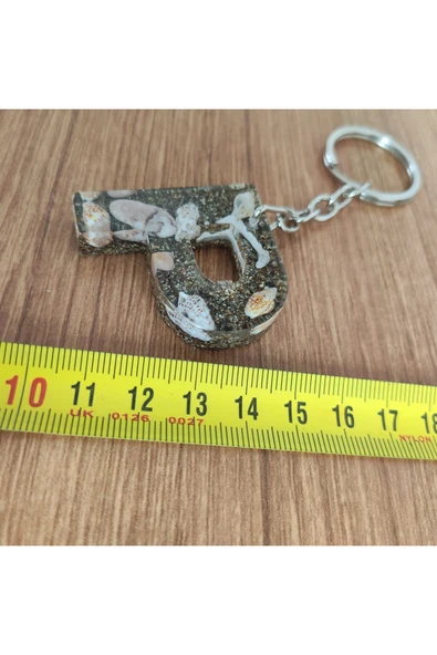"P" HARFİ - Kıyı Esintisi Harf Anahtarlık (A–Z) – Gerçek Deniz Kabuğu, Kum ve Şeffaf Epoksi– El Yap - 3