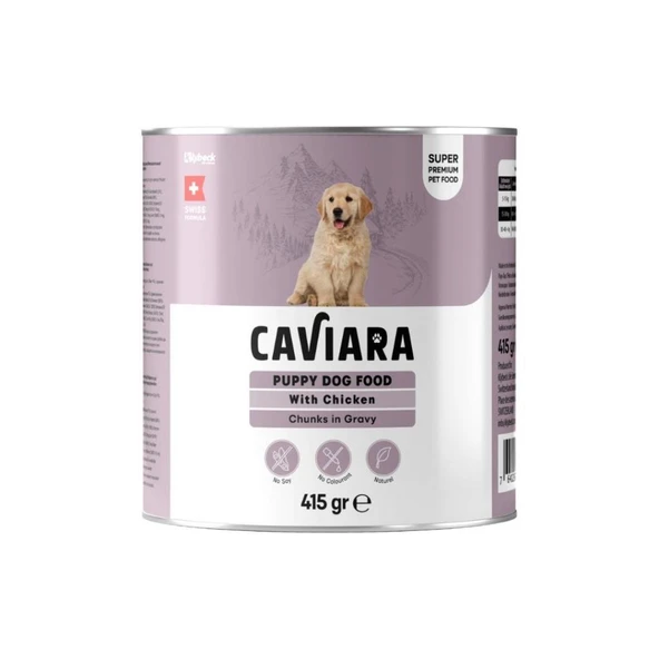 Caviara Sos İçinde Et Parçacıklı Tavuklu Yavru Köpek Konservesi 415 Gr ürün görseli 1