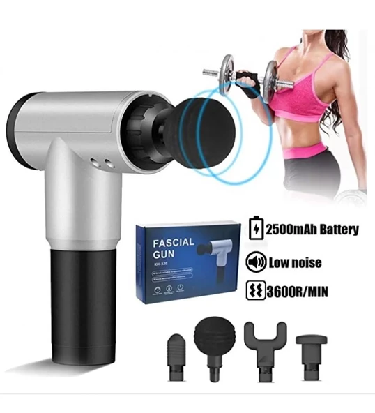 Fascial Gun RH-320 6 Kademe Hız Ayarlı, 4 Parça Başlıklı, Usb Şarjlı, Masaj Tabanca Aleti (5250)