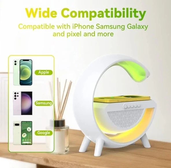 Kablosuz, Usb Bağlantılı, Ekstra Uzun Pil Ömürlü, 7 Renk Seçenekli Ambiyans Işığı,Telefon Şarj Standı BT2301 (5250) - 3