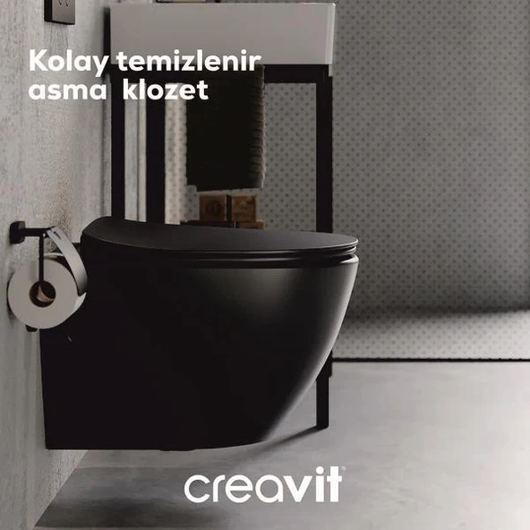 Creavit Free Asma Klozet (FE320.SM) + Duck Yavaş Kapanan Kapak Mat Siyah 2'li Set - 7