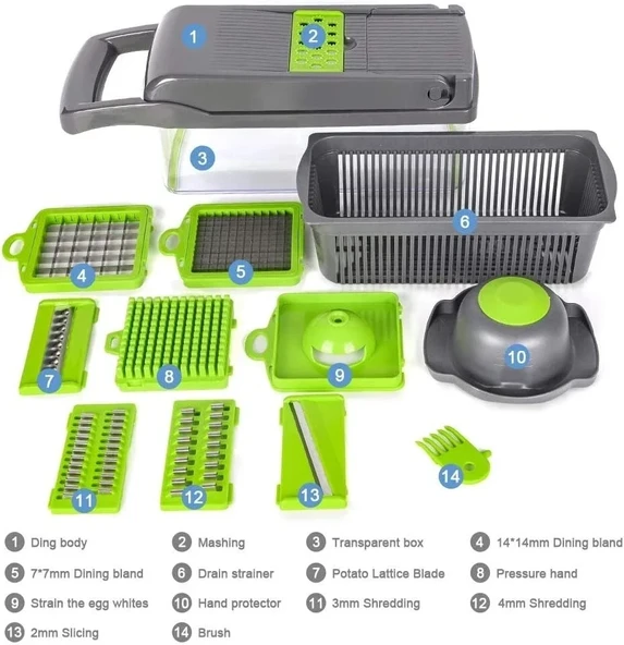 Sebze Doğrayıcı Sebze Dilimleyici 14 Pcs (5250) - 3