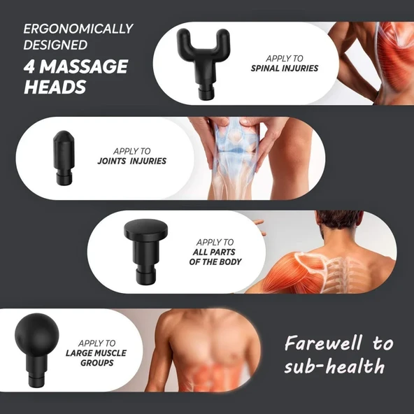 Kablosuz Adaptörlü Masaj Tabancası – Şarjlı Masaj Tabancası KH-320 (5250) - Resim 4