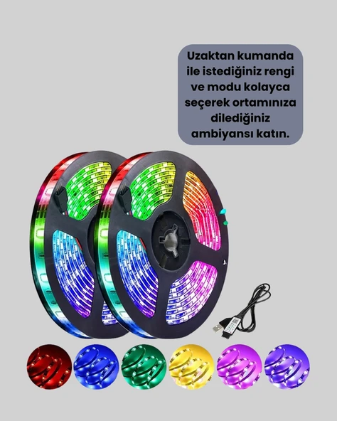 5 Metre Kumandalı RGB Şerit LED Aydınlatma - 4