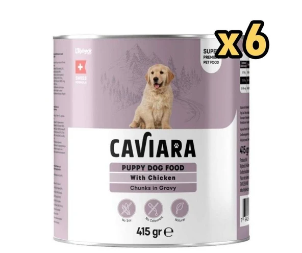 Caviara Sos İçinde Et Parçacıklı Tavuklu Yavru Köpek Konservesi 415 Gr x 6 Adet ürün görseli 1