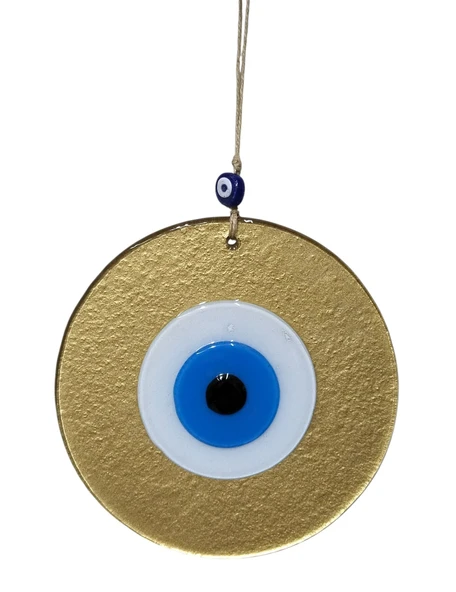 Gold Renk Cam Nazar Boncuklu 20 Santimetre Duvar Süsü - Resim 2