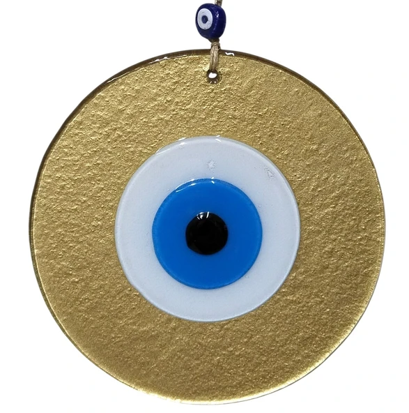 Gold Renk Cam Nazar Boncuklu 20 Santimetre Duvar Süsü ürün görseli