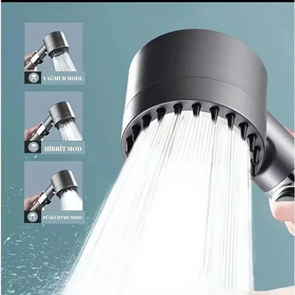 Yeni Nesil Çok Masajlı Fonksiyonlu Ayarlanabilir Arıtmalı Krom Kaplı Duş Başlığı El Duşu (5250) - 2