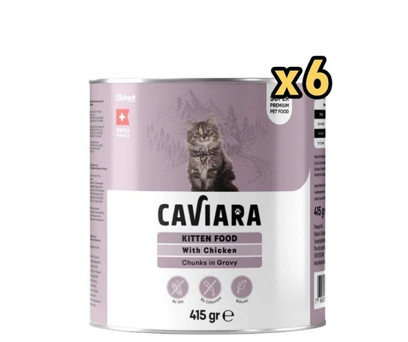 Caviara Sos İçinde Et Parçacıklı Tavuklu Yavru Kedi Konservesi 415 Gr x 6 Adet ürün görseli 1
