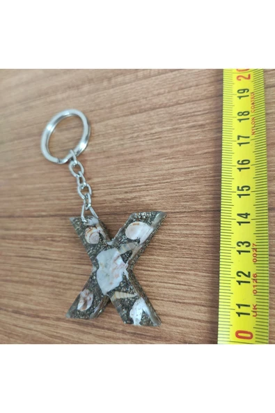 "X" HARFİ - Kıyı Esintisi Harf Anahtarlık (A–Z) – Gerçek Deniz Kabuğu, Kum ve Şeffaf Epoksi– El Yap - 3
