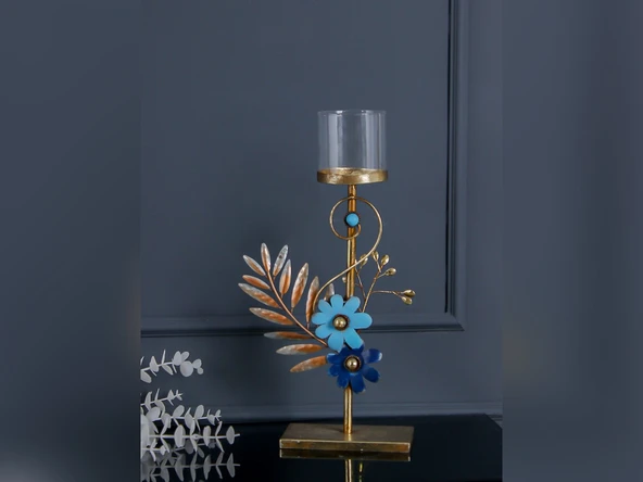 METAL BÜYÜK YAPRAK ŞAMDAN-40 CM ürün görseli