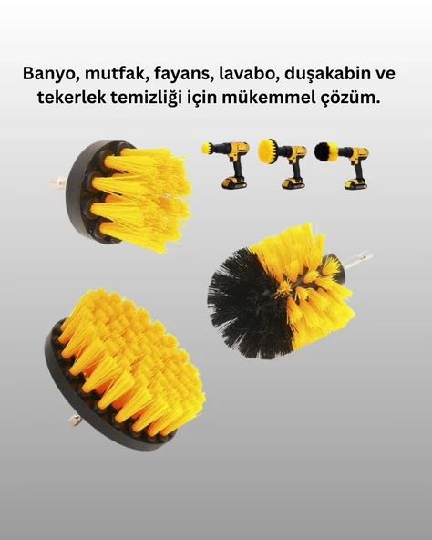 Matkap Uyumlu Temizlik Fırçası Seti 3’lü Çok Amaçlı - 3