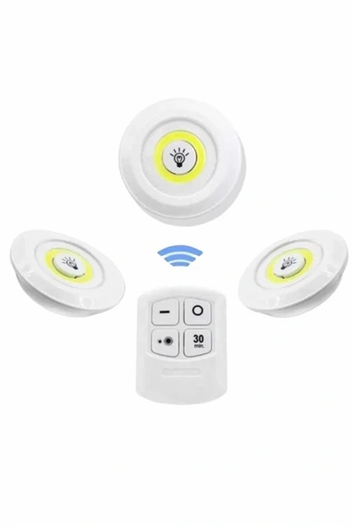Dolap Işığı Mutfak Rafı Işığı Uzaktan Kumandalı 3 Lü Spot Led Lamba - 4