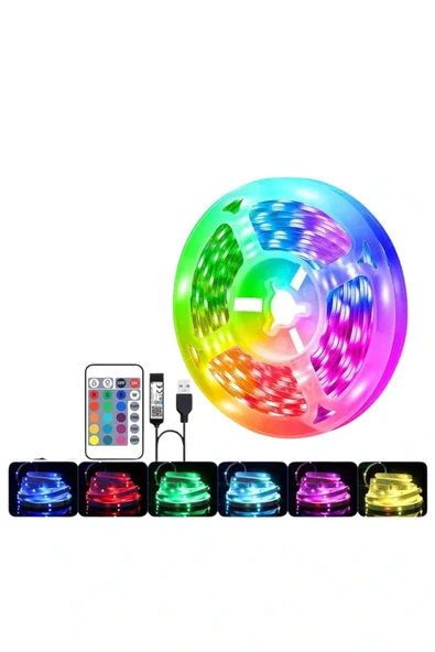 RGB Şerit Led 10 Metre Led Işık Kumanda ile Kontrol RGB - 5