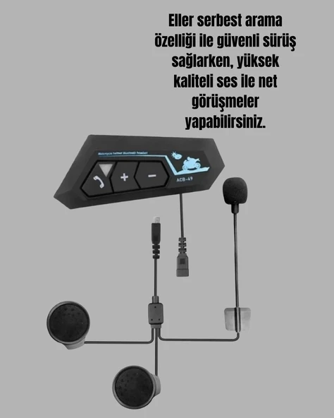 BT22 Motosiklet Kask İçi Bluetooth Kulaklık İnterkom Destekli - 2