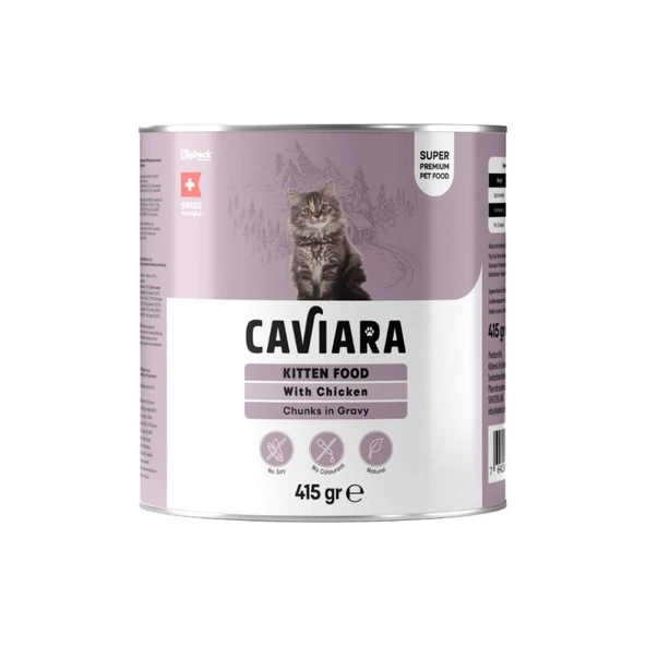 Caviara Sos İçinde Et Parçacıklı Tavuklu Yavru Kedi Konservesi 415 Gr ürün görseli 1
