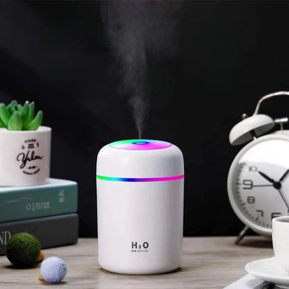 Usb Rengarenk Işıklı 300 ml Ulrasonik Hava Nemlendirici Buhar Makinesi Ve Hava Aroma Difüzörü (5250) - 2