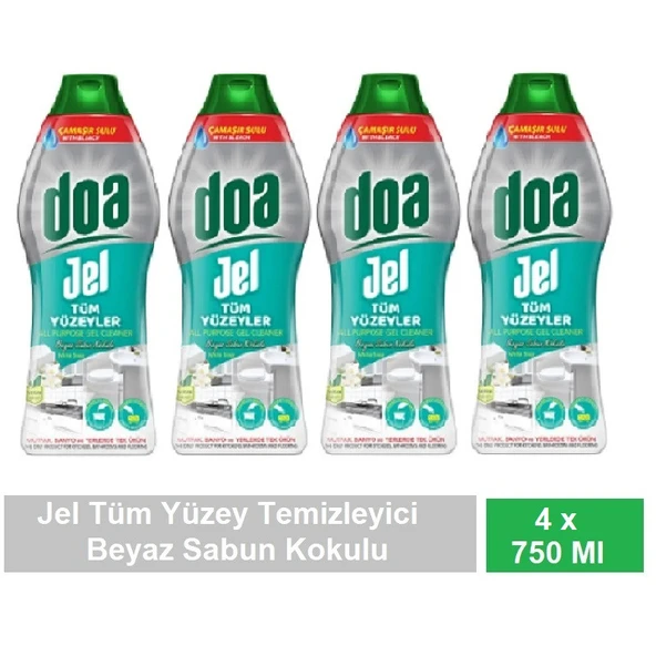 Doa Jel Tüm Yüzey Beyaz Sabun Kokulu Yüzey Temizleyici 750 Ml x 4 Adet ürün görseli