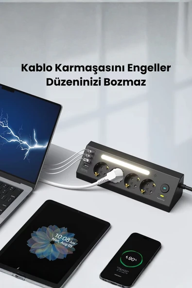 Akım korumalı priz 4'LÜ Priz 2X-usb 2X,-ype-C Çıkışlı Grup Priz Çoğaltıcı PRO-LP764 - 4