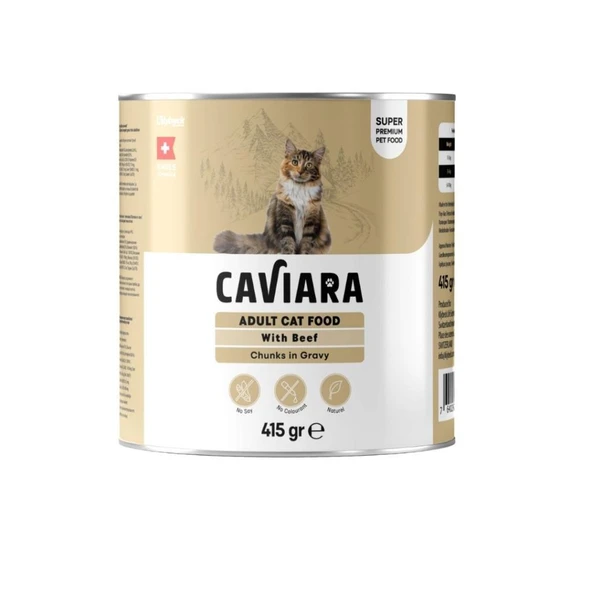 Caviara Sos İçinde Et Parçacıklı Dana Eti Yetişkin Kedi Konservesi 415 Gr ürün görseli 1