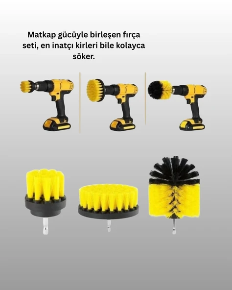 3 Parça Matkap Ucu Temizlik Fırçası Dayanıklı Naylon Kıllı - 2
