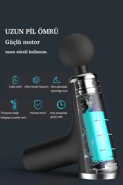 Mini Profesyonel Şarjlı Masaj Aleti 4 Başlıklı KH-800 (5250) - 4