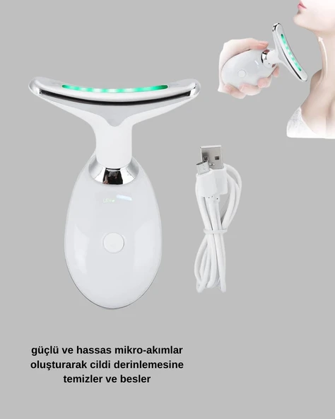Yüz ve Boyun Sıkılaştırıcı Cilt Bakım Cihazı | EMS Mikro Akım & Kırışıklık Giderici - 3