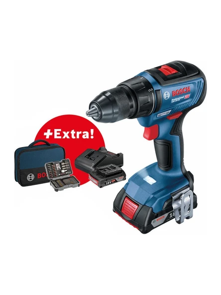 Bosch GSR 18V-50 Çift Akülü Vidalama Makinesi + 43 Parça Set