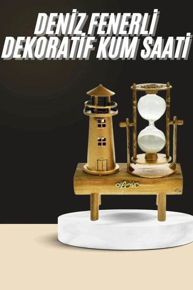 Dekoratif Kum Saati Deniz Feneri Retro Masa Hediyeli Eşya - 1