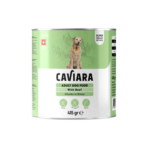 Caviara Sos İçinde Et Parçacıklı Dana Etli Yetişkin Köpek Konservesi 415 Gr - 1