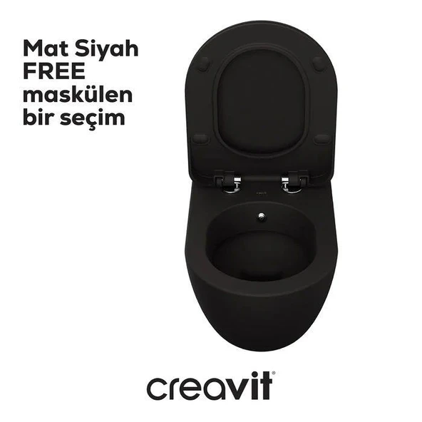 Creavit Free Asma Klozet (FE320.SM) + Duck Yavaş Kapanan Kapak Mat Siyah 2'li Set - 4