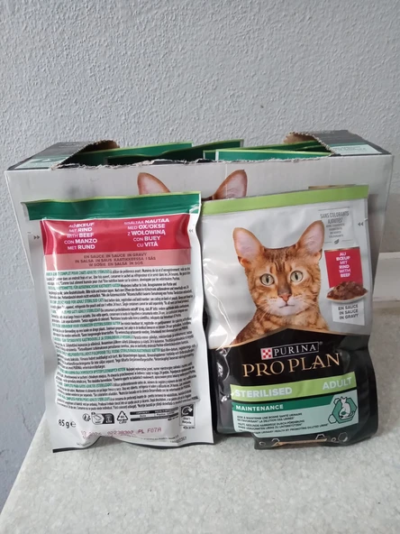 PRO PLAN KISIRLAŞTIRILMIŞ KEDİ YAŞ MAMA SOS İÇİNDE SIĞIR ETLİ 10 ADET - 1