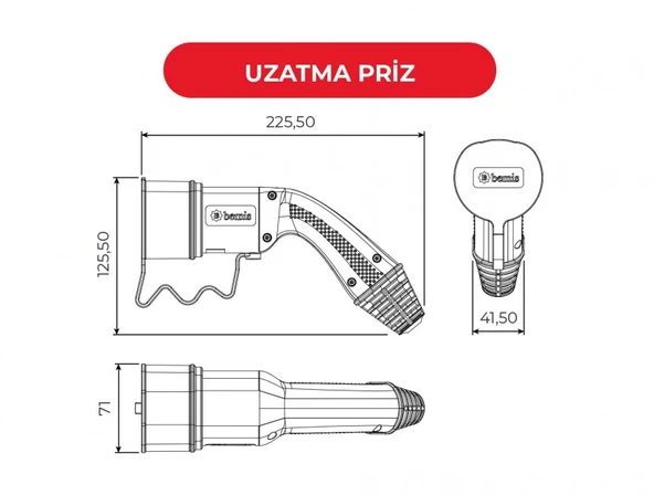 Bemis BEV-5032-1205 32A Elektrikli Araç Kablolu Şarj Seti 5 Metre - 3
