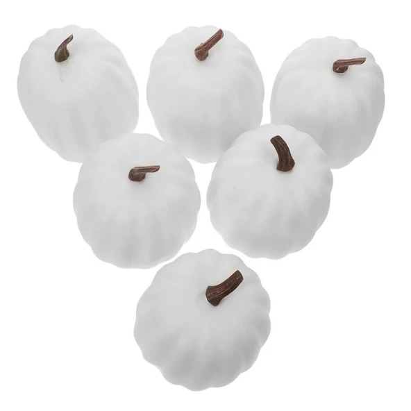 Halloween Cadılar Bayramı Beyaz Mini Balkabağı 5X4 cm 6 Adet - 1