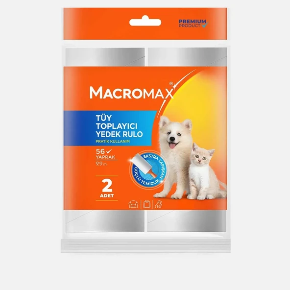 MACROMAX YEDEK TÜY TOPLAYICI RULO 2 Lİ PK.İÇİ 2X56YP:112YAPRAK 8636 - 1