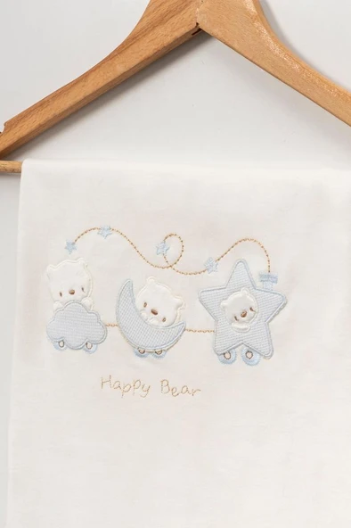 Bebitof %100 Pamuk Sevimli Trendeki Ayıcık Desenli 10 Parça Kutulu Yenidoğan Hastane Çıkışı Zıbın Seti Mavi BBTF.MV.10126 - 3