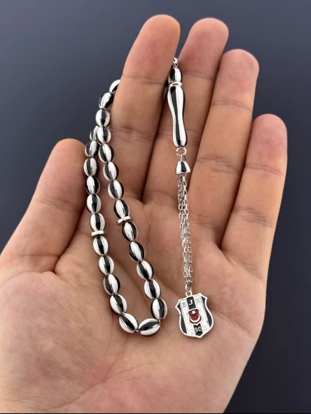 MURİ TESBİH 38,5 GR BJK Lİ GÜMÜŞ BEYZİ KESİM 6,50X8,50 - 3