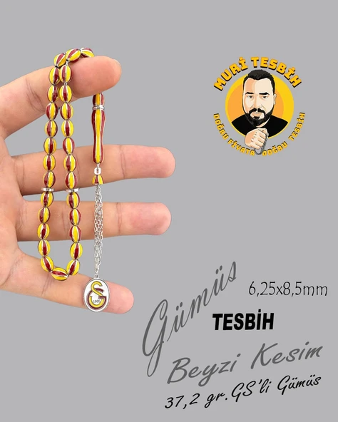 MURİ TESBİH 37,2 GR GS Lİ GÜMÜŞ BEYZİ KESİM 6,25X8,50 - 1