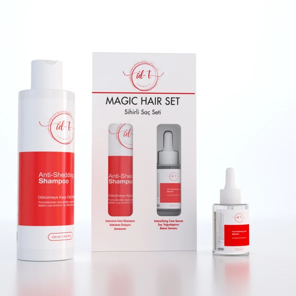 Sihirli saç seti MAGIC HAIR SET Dökülme karşıtı bakım şampuanı ve saç yoğunlaştırıcı bakım serumu