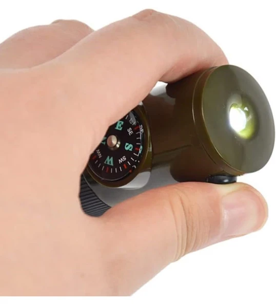 Çok Fonksiyonlu Fenerli Dereceli Pusulalı Büyüteçli Düdük - Resim 3